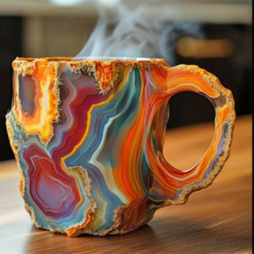 New Products Home Office Natural Mineral Cups New Real Colorful Mineral Crystal Coffee Mugs for Elegant Christmas Gift 2025