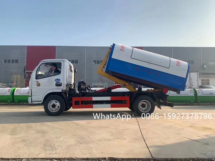 New DONGFENG hook lift garbage truck with 5m3 garbage container
