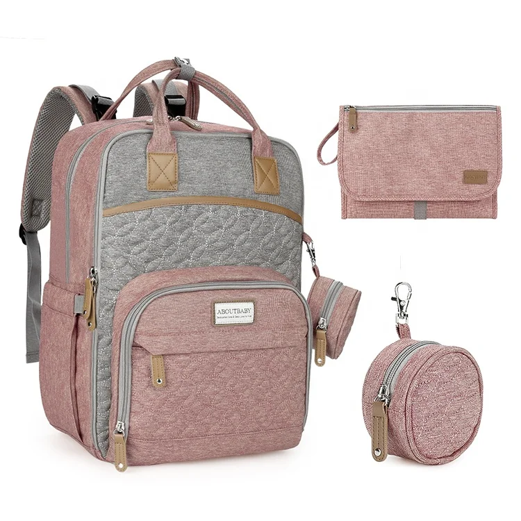 New 3pcs Set Custom Logo Luxury Baby Diaper Bag Backpack Mommy Bag With Pacifier Case Diaper Changing Pad