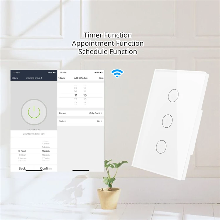 Tuya Smart Alexa Switch Wifi Smart Home Automation 3 Gang Touch Switches