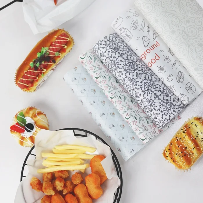 Fast food colored wax paper candy wrapper burger paper packaging for food