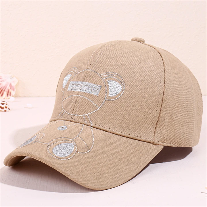 New Arrival Korean Embroidery Cute Hat Summer Breathable Baseball Cap Bear Sports Hat