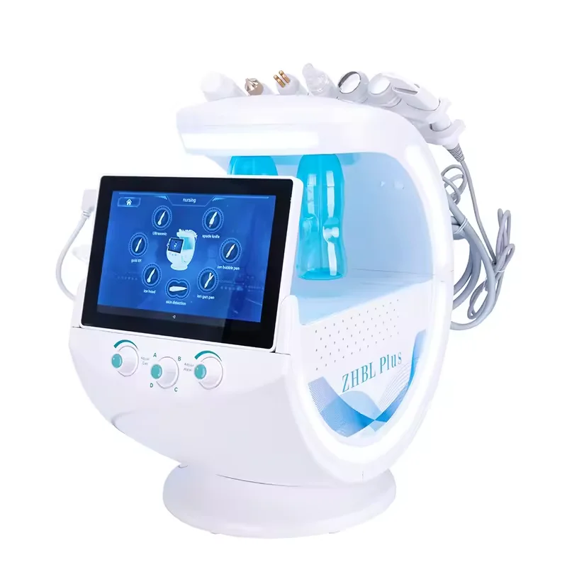 7 in 1 Smart Ice Blue Bubble Multifunctional Facial Skin Analyzer Ultrasonic Skin Scrubber Radio Frequency Machine