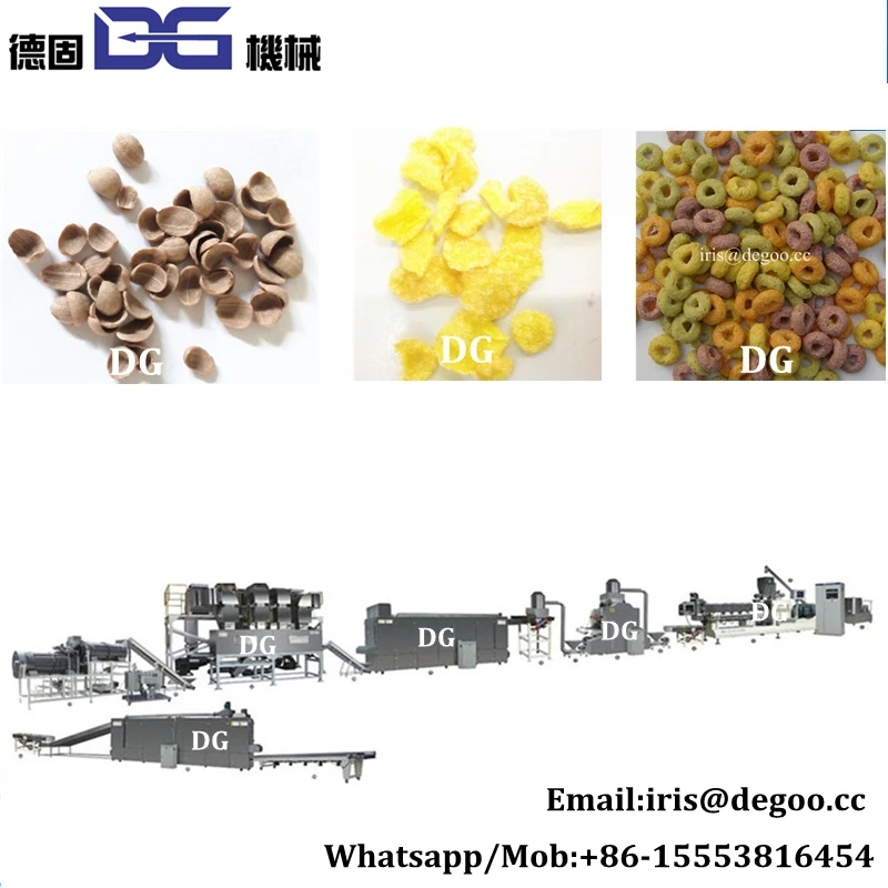 Kelloggs Bran Corn Flakes Extruder Machine/Extrusion Cereal Fruit Loops Production line Made in China