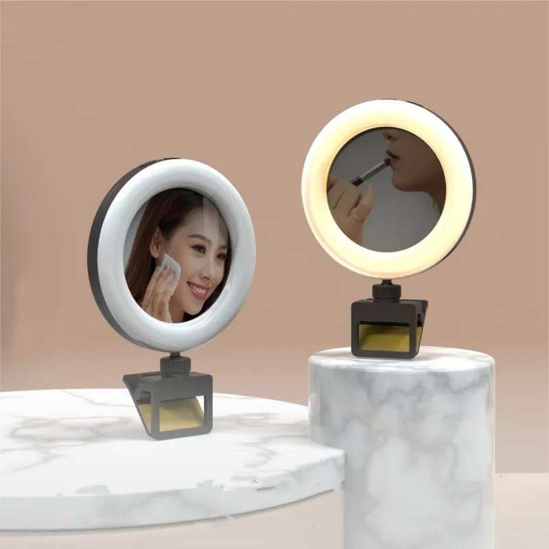 Multi-functional 3 Light Modes Portable Ring Fill Light 360 degrees Adjust Dimmable Mobile Phone Video Lamp
