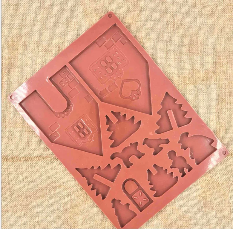 Silicone Christmas Chocolate Candy Gingerbread House Mold