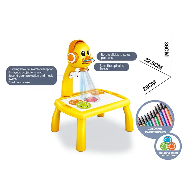 Children Educational Painting Toys Projector Study Desk Toy Color Graffiti Projection Drawing Table Game