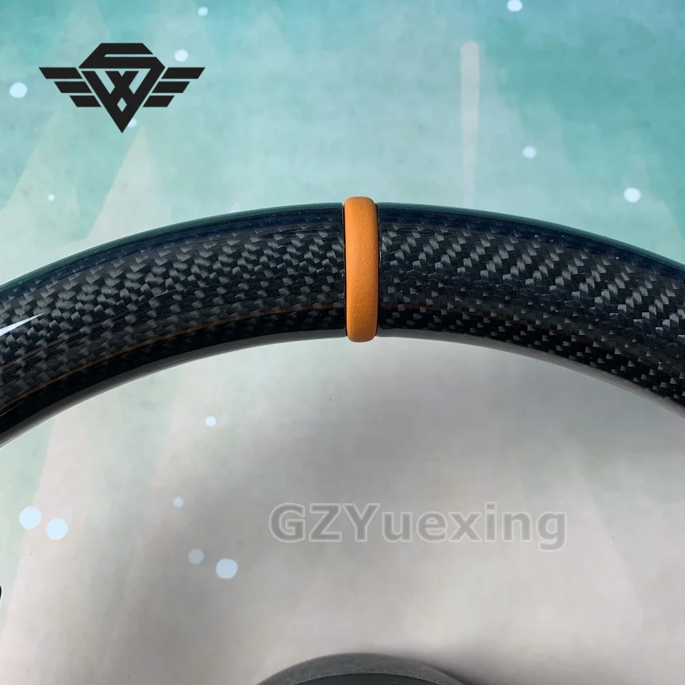 Customized Carbon Fiber And Orange Flat Leather Suitable For Mercedes Benz A B C E G GLA GLC 809 808 Car Steering Wheel