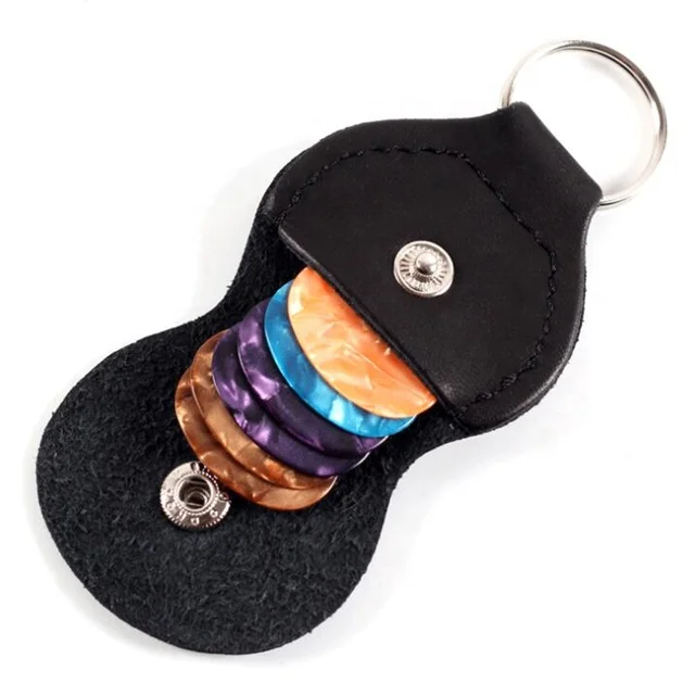 Realsin PU Leather Key Chain Guitar Picks Holder bag soft Case