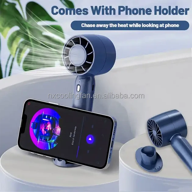 NX 2023 Three wind speeds USB rechargeable fan outdoor portable handheld fan with mobile phone holder mini portable fan