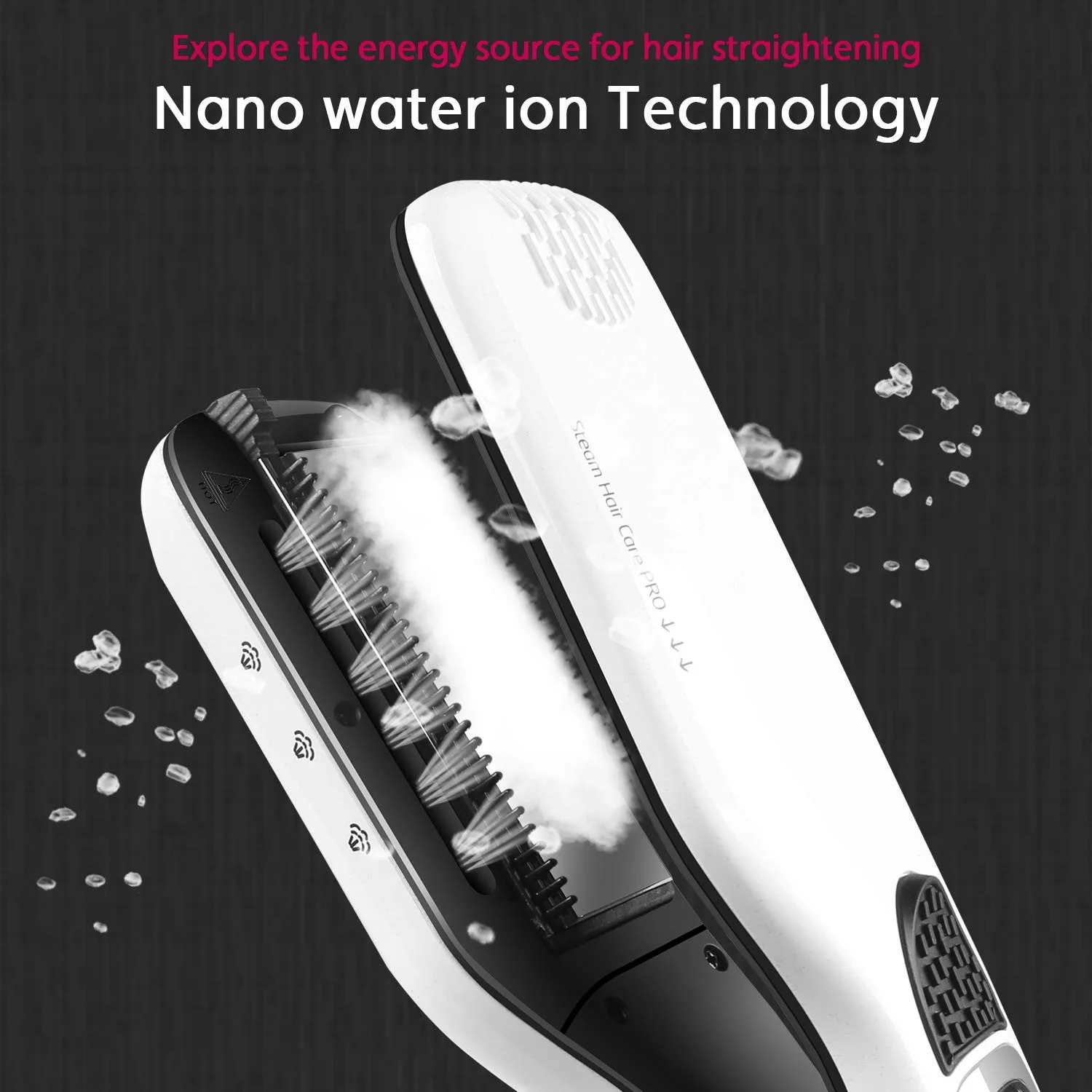 110-220V Steam Styler Hair Straightener Salon Ceramic Hair Straightening Irons with Teeth Anion Care Curler Flat Iron Brush Comb