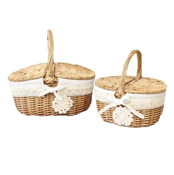 Free sample Hand made wire plant basket wicker basket storage baskets for picnic