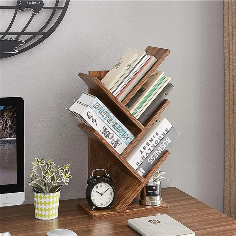 New Design Industrial Wooden Library Classic Simply Bookshelf Tree Shape Customizable Storage Rack