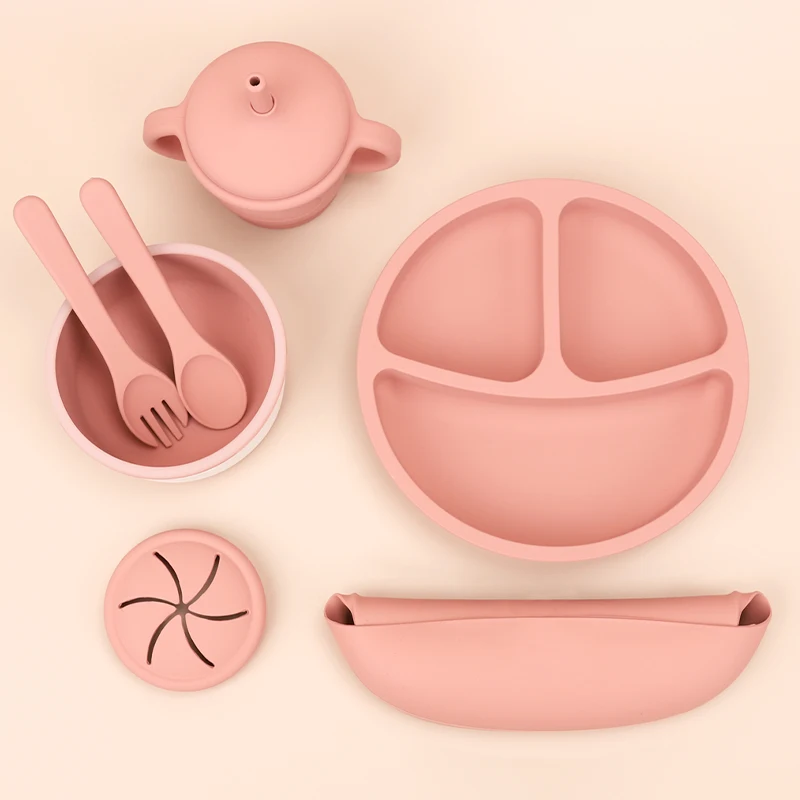 Silicone Baby Feeding Bowls Wholesale Kid Safety Product Bpa Free Divider Kids Feeding Plate Bowl Set With Spoon