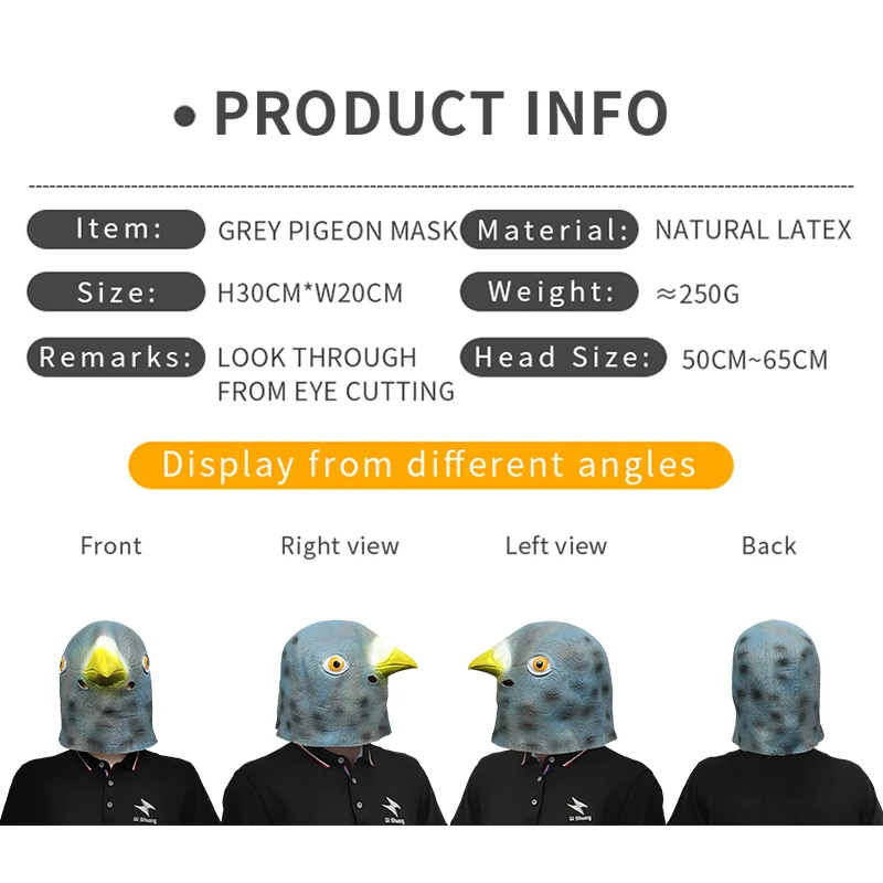 Full head pigeon mask  Animal Party Mask Costume Toys for Halloween Head mask Decorations