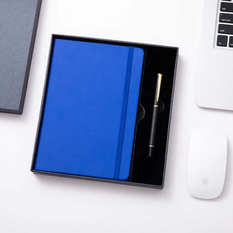 A5 Hard Cover Pu Leather Notebook Set with Pen with Custom Logo And box business gift set