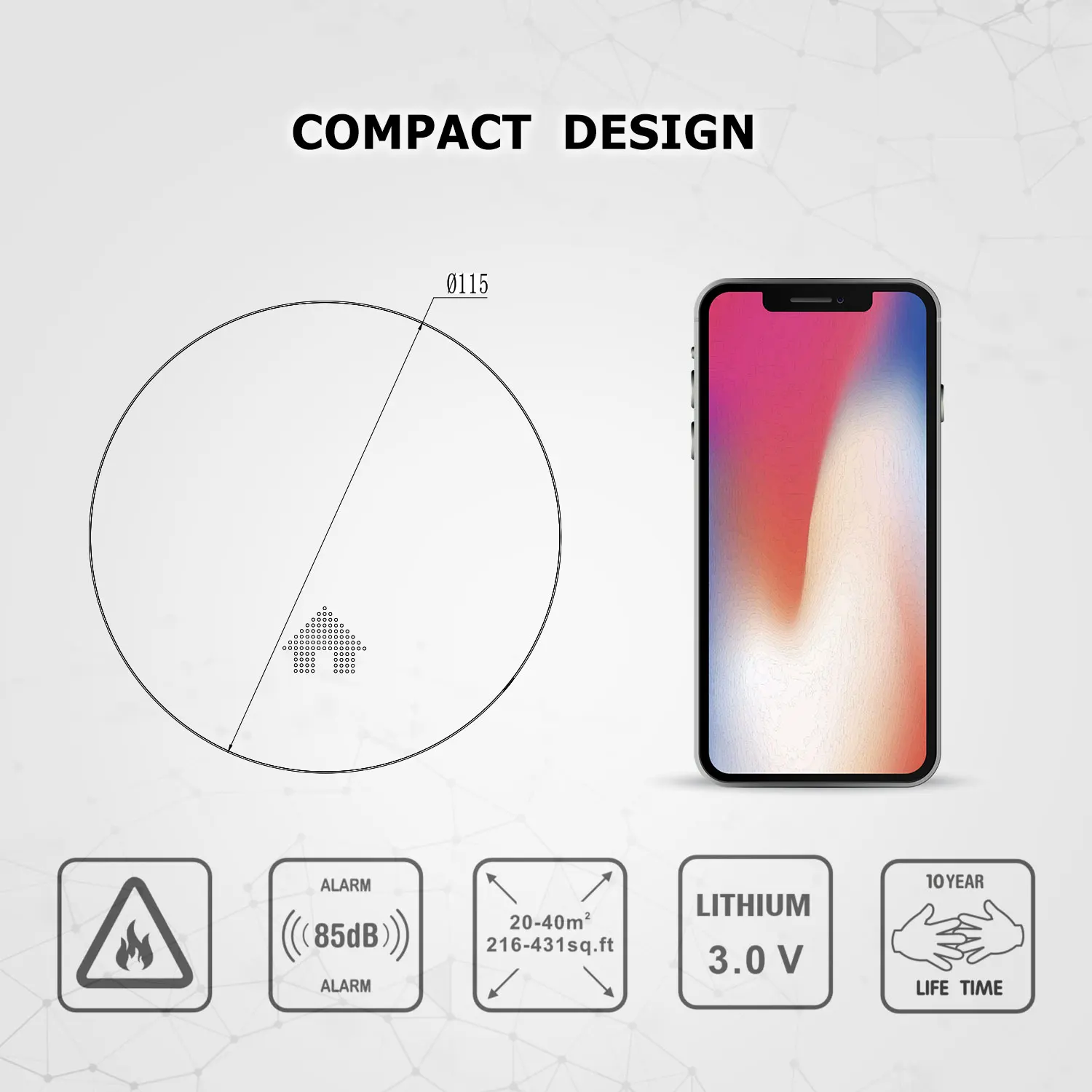 
Manufacture NF VDS Q Label GS546 Reddot design award 2019 winner fashional super slim 23mm ultra-thin thinest VDS smoke detector 