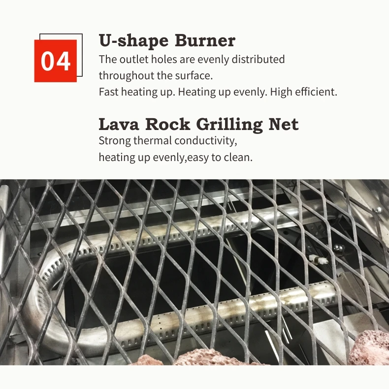 Restaurant Professional Gas Countertop Countertop Lava Rock Gas BBQ Grill