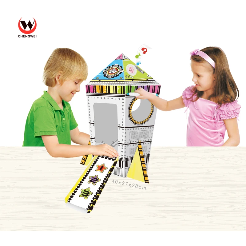 Educational Creative Toy Draw Playhouse Kids 3D DIY Doodle Painting Cardboard Play House