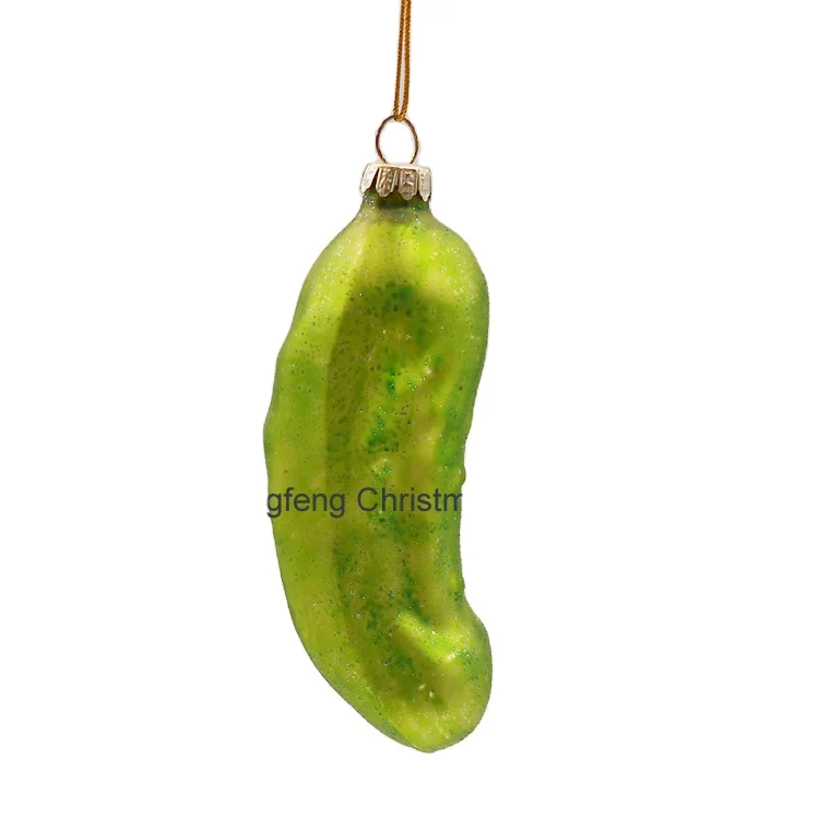 2022 wholesale christmas ornaments glass pendant Customized green cucumber Glass Christmas Ornaments