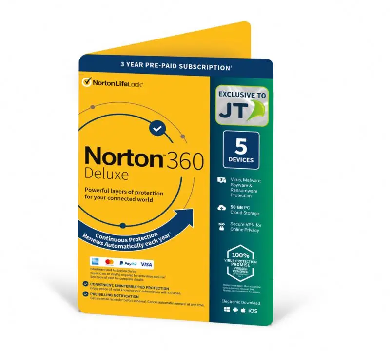 Norton 360 Deluxe 1 year 1 user computer software email delivery antivirus