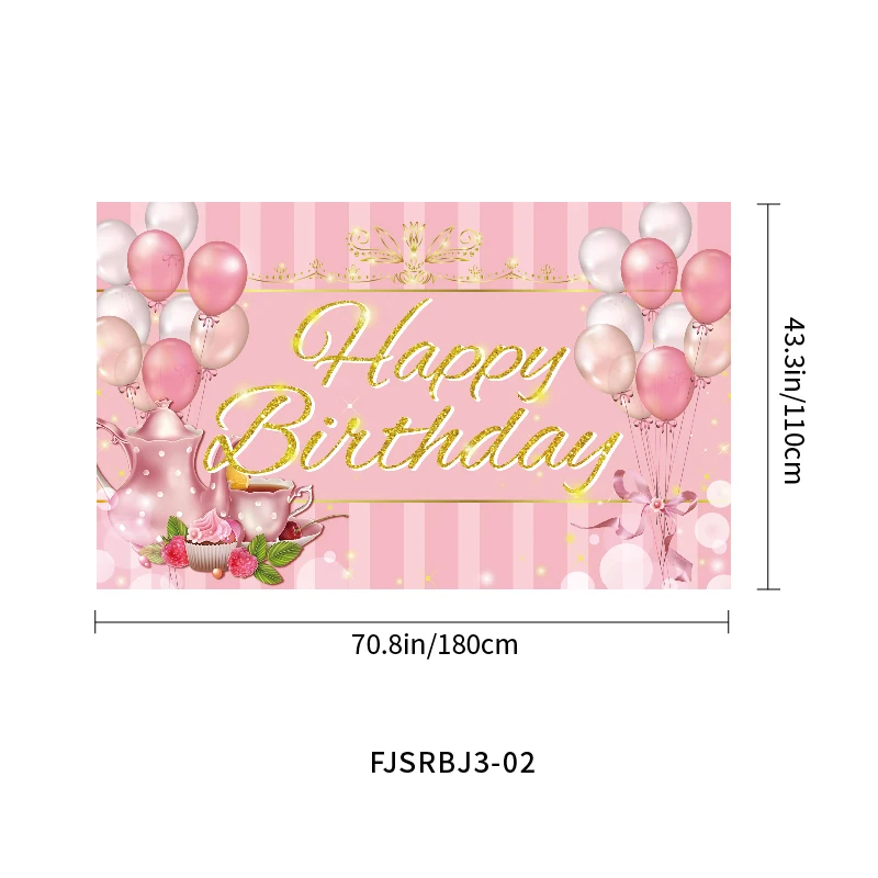 Wholesale Pink Rose Gold Happy Birthday Banner Decor for Girls Photo Backdrop 18th 21st 30th Birthday Party Sign Poster Fabric