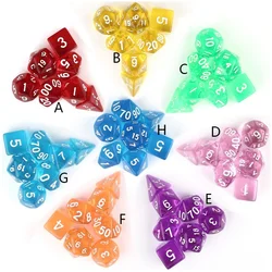 Wholesale custom transparent starry double-color dice with golden glitter board game DND polyhedral dice set