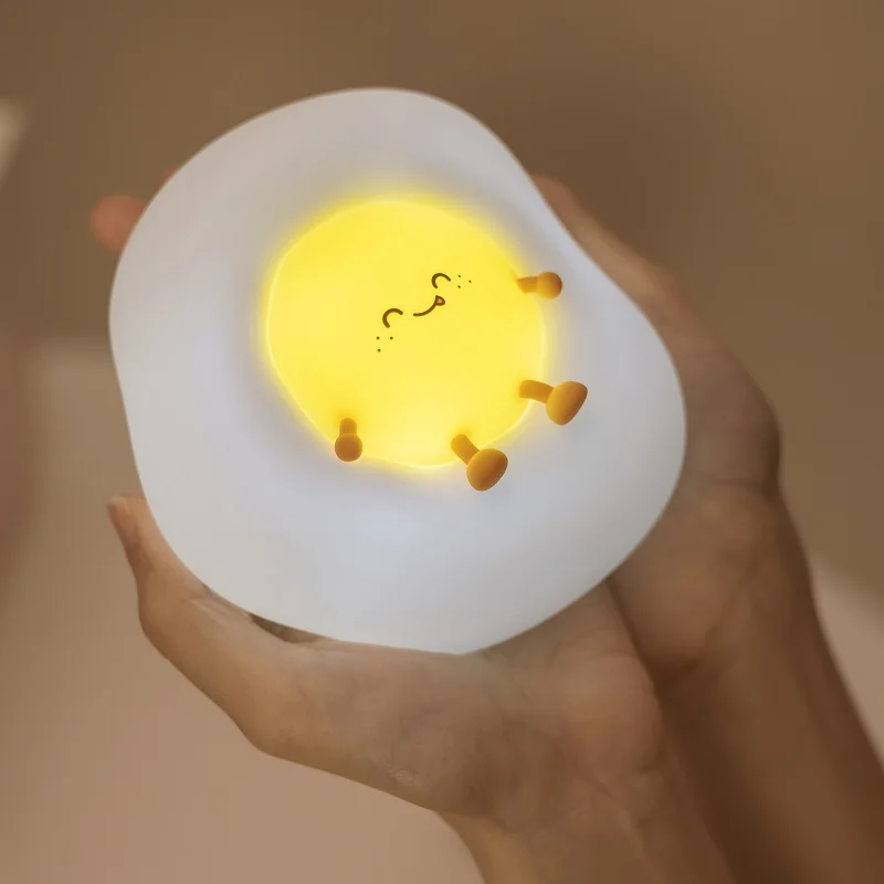 Cute Rechargeable Night Lamp 2024 Pinch Tap Control 42 Hours Lasting Egg Usb Led Light Mini Lamp Silicone Night Light For Kids