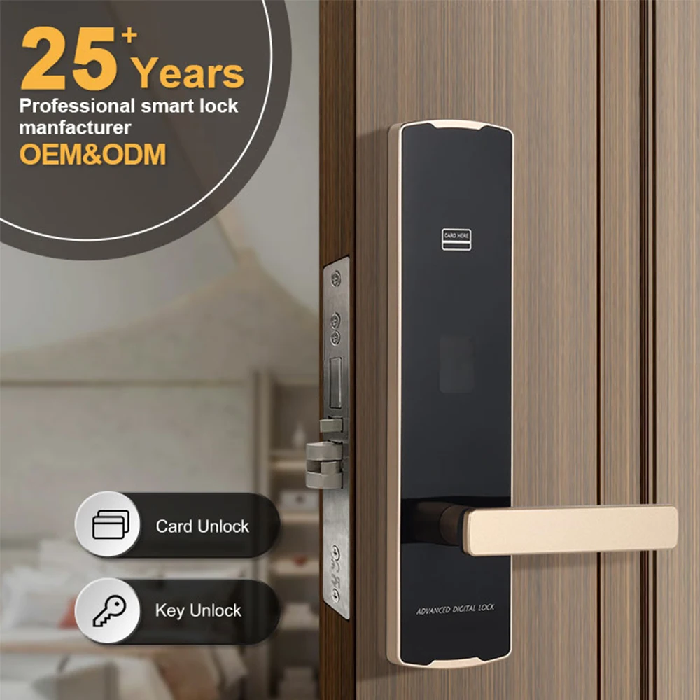 Oem Factory Price Hotel Key Card Reader Swipe Digital Security Smart Hotel Door Lock With Free Management System