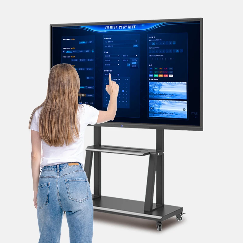 Интерактивная доска 4K UHD 55 дюймов с сенсорным экраном плоская панель смарт-плата со стендом Офисная встреча в классе