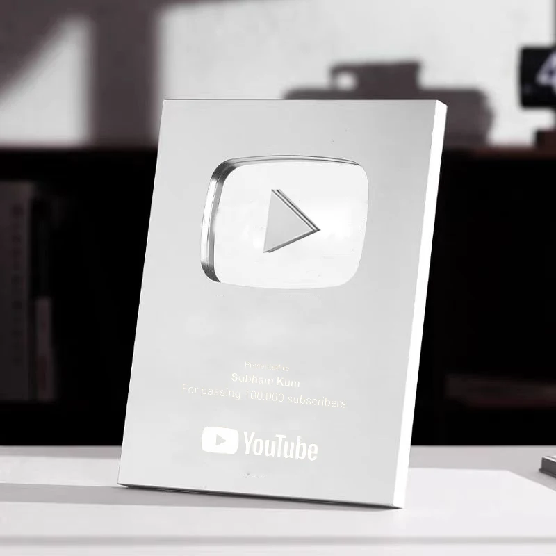 2024 Серебряная UV-печать youtube награда оптовая продажа за рекламную деятельность