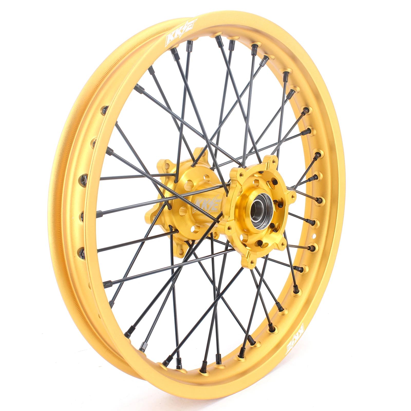 KKE Motocross Birt Bike Wheels Rims Set fit SUZUKI RM125 RM250 1996-2008 Gold Hub with GLM rims Black Spoke and Nipples