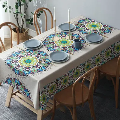 
Soft Custom Size Clean Ethnic Style Design Waterproof And Oil-proof Party Table Cloth Printed Table Cloth 
