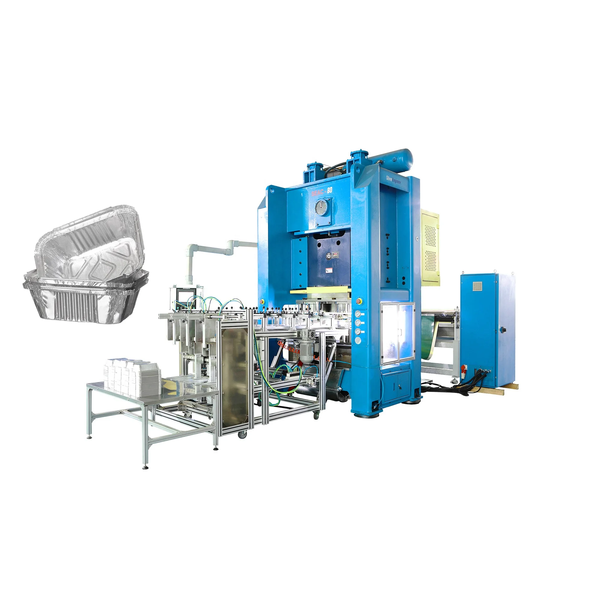 High speed low price multifunctional aluminum foil tray food container 80T aluminum dishes machinery