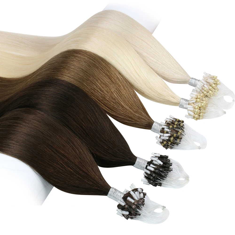 Full Shine Supplier Pure Color Micro Loop Hair Extensions Remy Micro Links Human Hair Extensions