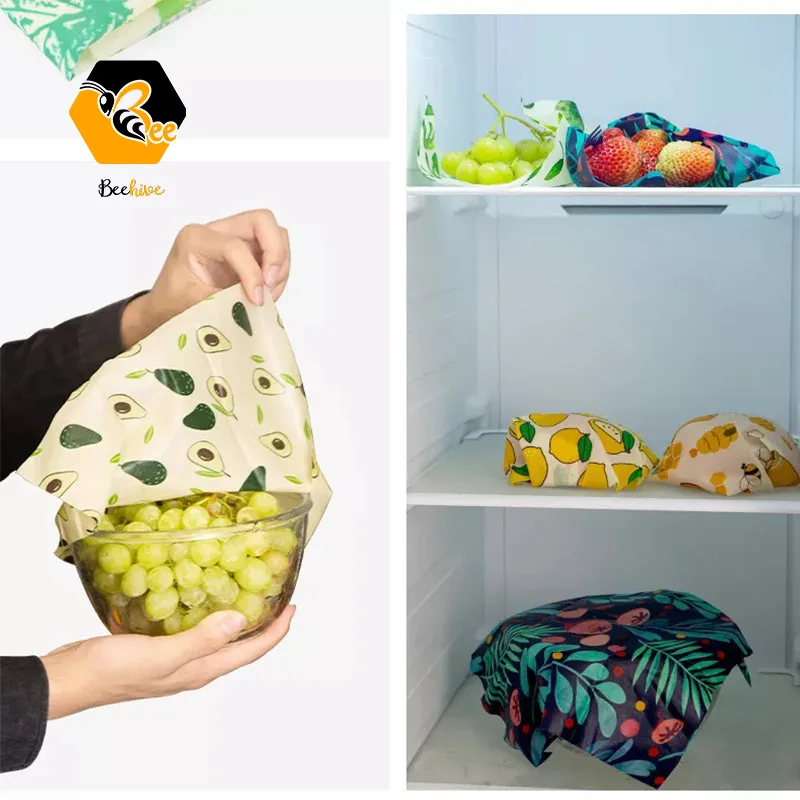 100% Organic Reusable Wax Food Wraps Eco Friendly Sustainable Zero Waste Kitchen Cover For Food To Keep Fresh Beeswax Wrap