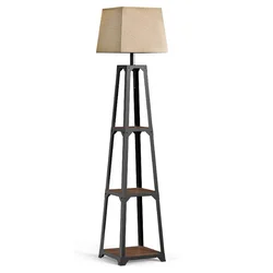 Cheap Modern Luxury Floor Lamp With Shelf White Lampshade Wooden Floor Lamps For Living Room Bedroom Hotel Office Classic Black