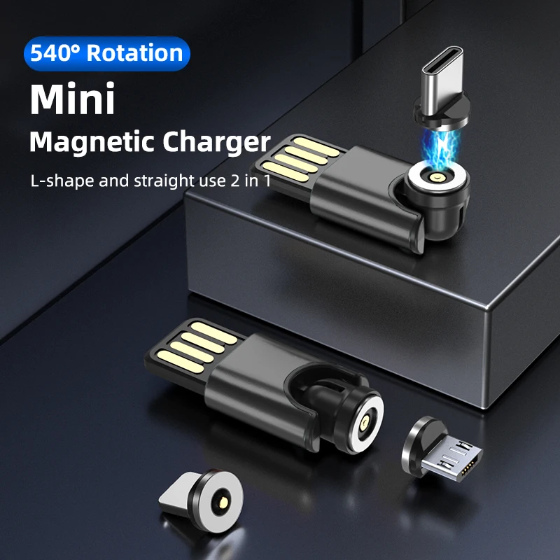 Wholesale 3 in 1 mini magnetic charging cable 540 micro lighting phone accessories type c fast charging mini magnetic usb cable