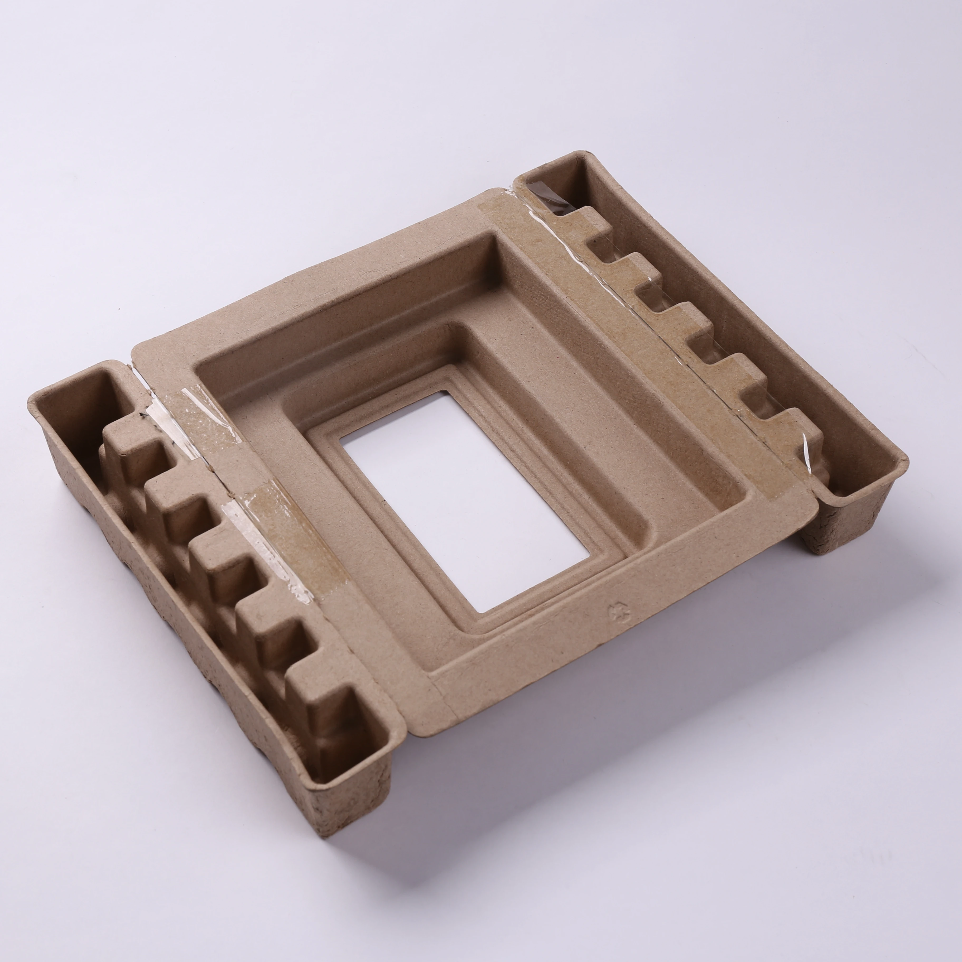 Eco-Friendly Biodegradable Molded Fiber Pulp Rectangle Trays with Compostable Paper for Electronic Equipment Packing