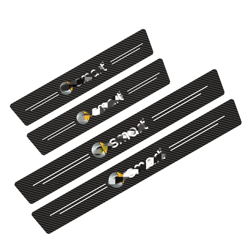 4pcs/set Logo Auto Door Threshold Protector Car Threshold Strip Carbon Fiber Car Stickers
