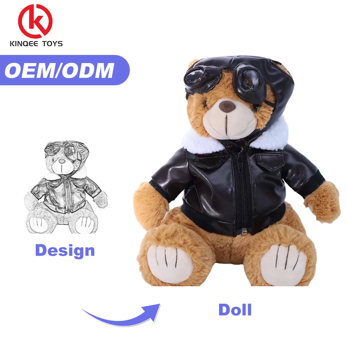Kinqee Locomotive Teddy Bear Doll Stuffed Plush Toy Online Sale Teddy Bear Manufacturer Wholesale Toy Doll Sport Toy