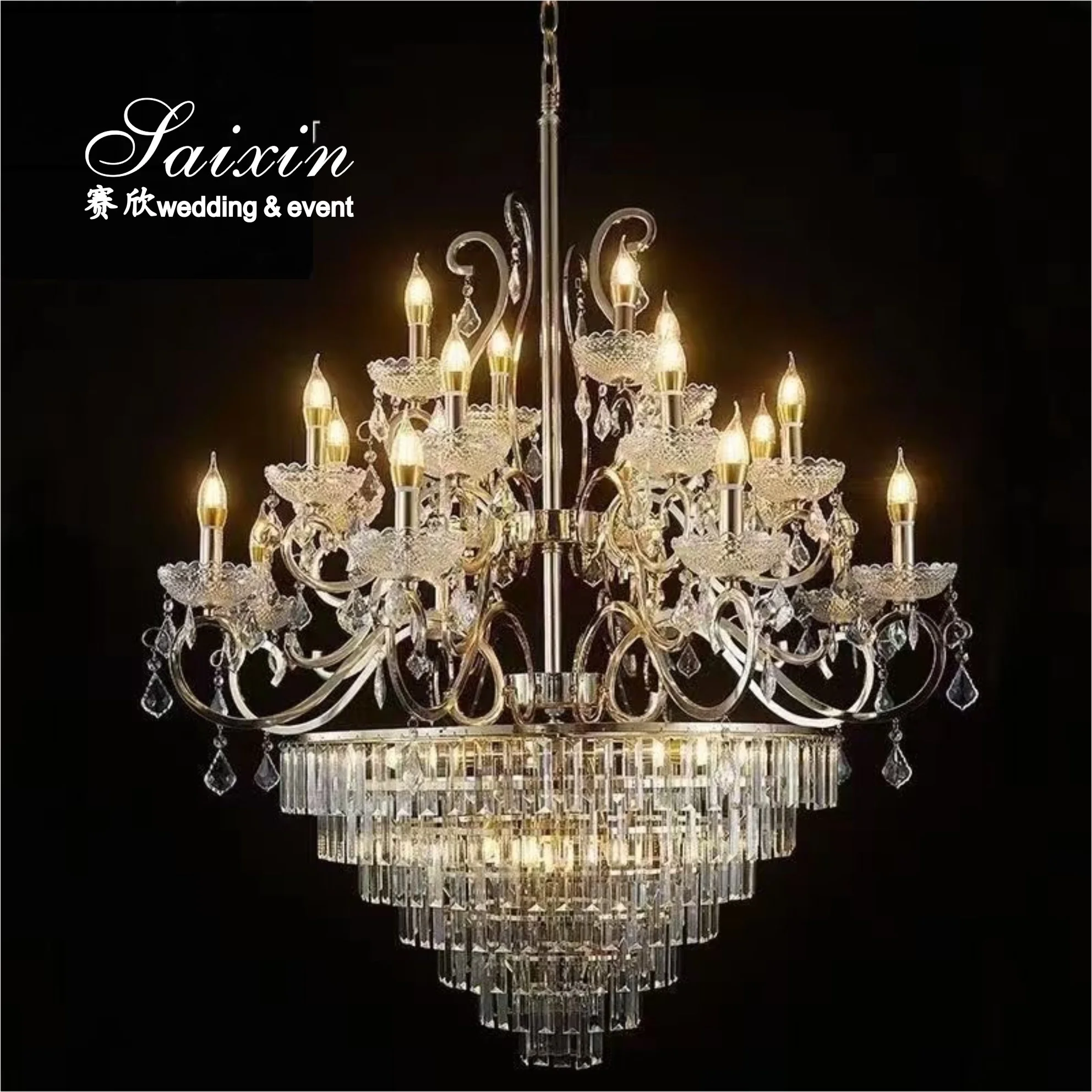 Factory Wholesale Large Metal  Crystal Chandeliers For Wedding Decoration