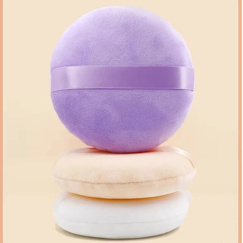 Oversize Beauty Wholesale Round Shaped Makeup Puff Soft Handle Round Pure Cotton Powder Puff For Powder Private Label