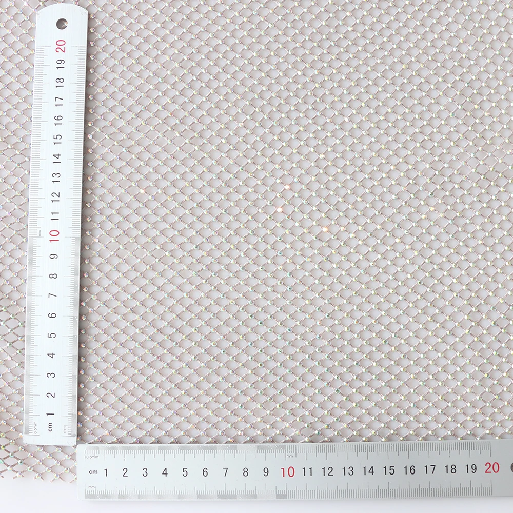 Hot Fix Glue Sheet Rhinestone Crystal Strass Sheet Round Diamond Rhinestone  Mesh Fabric
