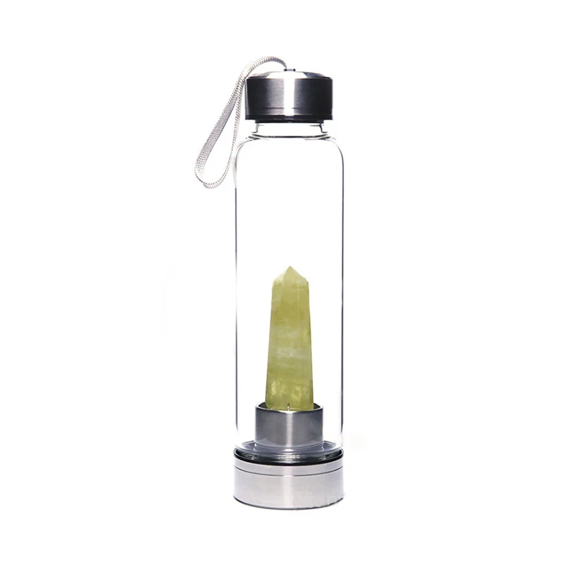 Natural Quartz Crystal Infused Water Bottle Healing Stones Crystal Bottle Crystal Water Bottle