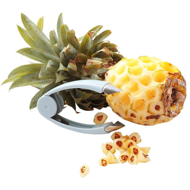 Stainless Steel Pineapple Fruit Eye Peeler Strawberry Corer Cutter Seed Remover Clip Potato Tomato V Shape Huller Core Tool Blue