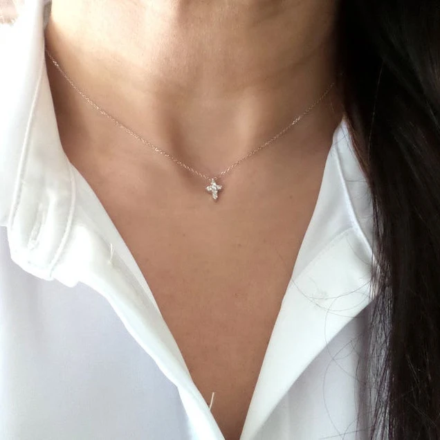 Women/Men Charm Rose Gold Color Jewelry Wholesale Trendy 925 Sterling Silver Cross Pendant Necklace Punk Style