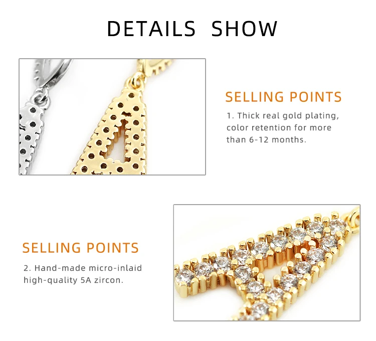 2021 Cubic Zirconia Initial Charm Women Pendant Box Chain 26 Letter Necklace