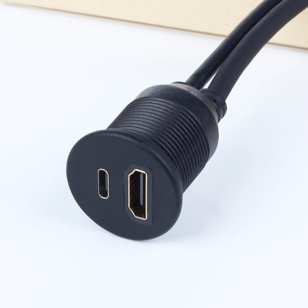 Automotive Audio Video Cables Car Flush mount USB C Male to Female HDMl D type Male to A type Female for Car Truck Marine