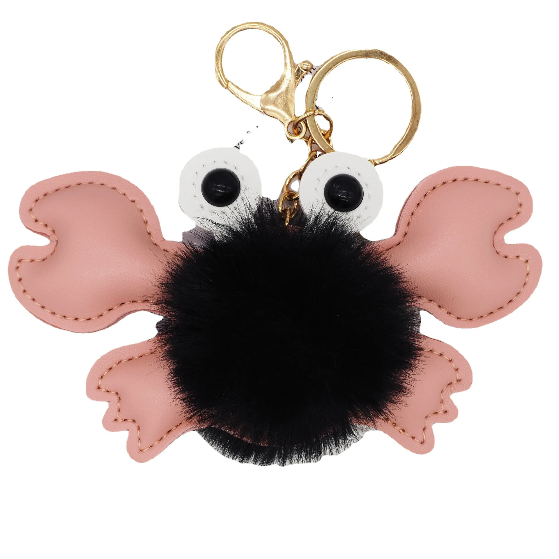 Cartoon animal crab fur ball keychain pendant creative plush small crab bag car key chain wholesale